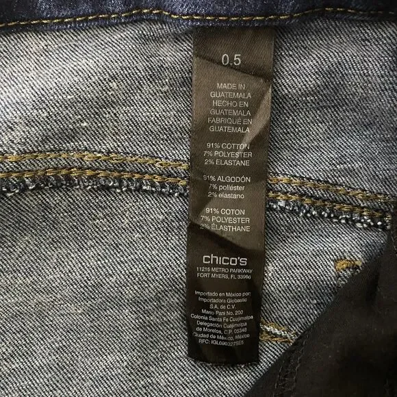 CHICOS So Lifting Cropped Jeans Slimming Stretch Denim Mid-Rise Women 0.5 6 Blue - Picture 4 of 8